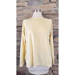 Waggle Womens Long Sleeve Golf Performance Top Yellow Split Back Size M